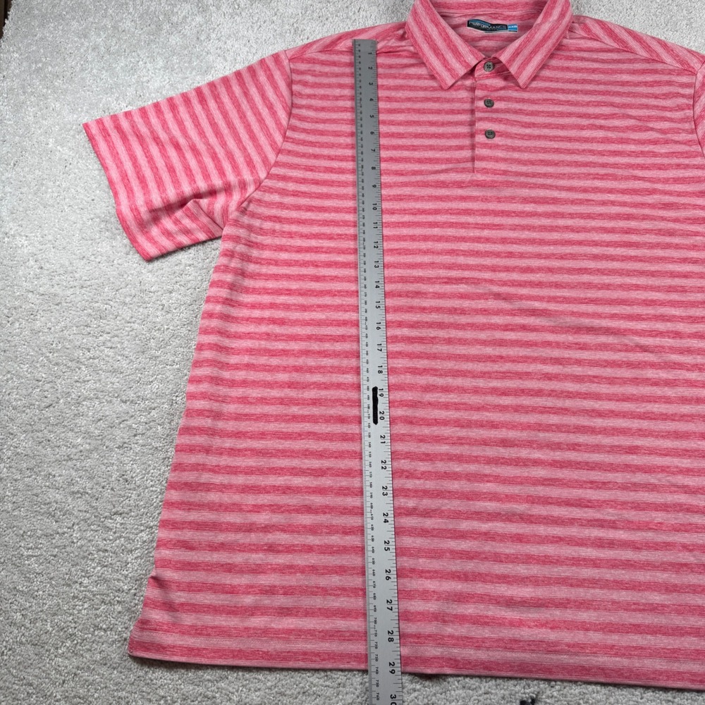 Roundtree & Yorke Polo Shirt Mens 2XB Pink Striped Performance Short Sleeve Golf - Picture 5 of 11